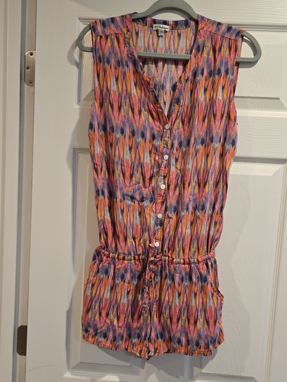 P.J. Salvage Multicolor Sleeveless Romper - Pink, Orange, Blue